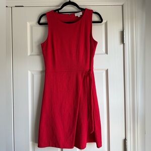 LOFT Red Sleeveless Faux Wrap Dress